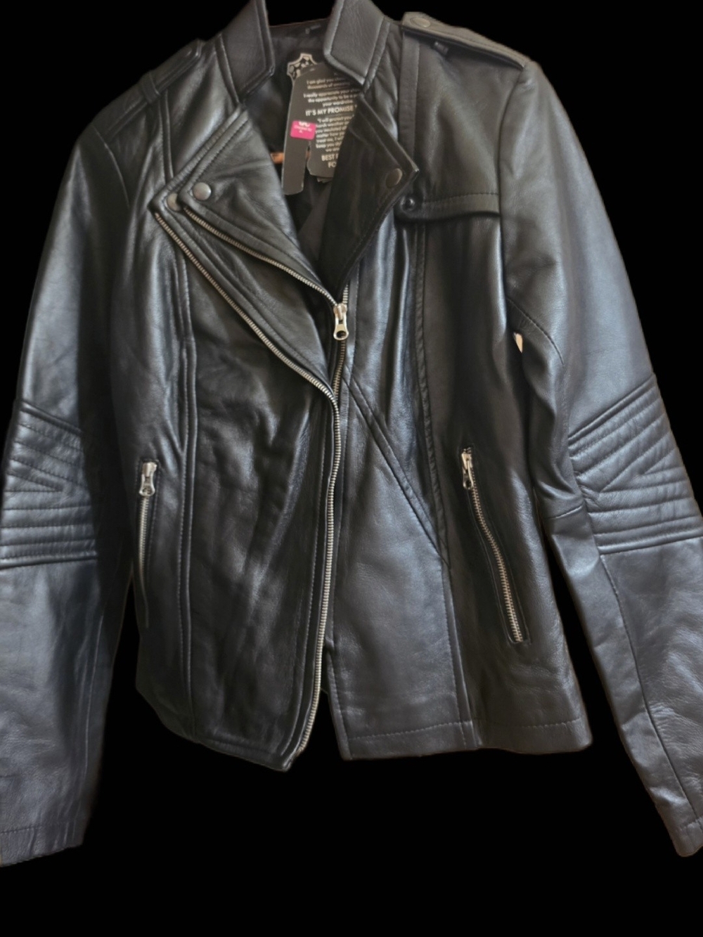 Women’s Black Genuine Leather Moto Jacket